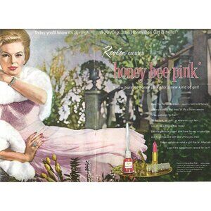 Revlon Honey Bee Pink Makeup Advertisement 1960 Vintage Print Ad 2 PAGE 9 in